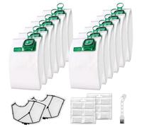 Lot de 12 sacs d'aspirateur VK140 - 5 couches de filtration - Auto-scellants - Anti-allergies - Avec 2 filtres + 12 parfums + 1 brosse pour VK140/150/FP140/150