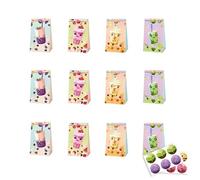 Lot de 12 sacs de fête Boba Tee - 12 autocollants Boba - Thé à bulles - Accessoires de fête d'anniversaire - Sacs cadeaux - Sacs à bonbons - Pour décorations de fête Boba