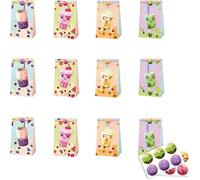 Lot De 12 Sacs De Fête Boba Tee - 12 Autocollants Boba - Thé À Bulles - Accessoires De Fête D'anniversaire - Sacs Cadeaux - Sacs À Bonbons - Pour Décorations De Fête Boba