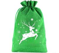 Lot de 12 sacs de Noël avec cordon de serrage 20 x 30 cm pour fêtes, en polyester et lin pour plus de durabilité