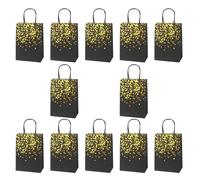 Lot de 12 sacs d'emballage alimentaire en papier kraft doré avec poignée - Élégant cadeau d'anniversaire personnalisable