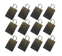 Lot de 12 sacs d'emballage alimentaire en papier kraft doré avec poignée pour emballage cadeau d'anniversaire