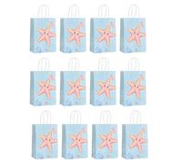 Lot de 12 sacs d'emballage en papier imprimé sirènes sur le thème de la mer, sacs cadeaux de fête avec poignée, fournitures de planification d'événements, sacs à dragées de mariage