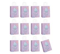 Lot de 12 sacs d'emballage en papier imprimé sirènes sur le thème de la mer, sacs cadeaux de fête avec poignée, fournitures de planification d'événements, sacs à dragées de mariage