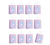 Lot de 12 sacs d'emballage en papier imprimé sirènes sur le thème de la mer, sacs cadeaux de fête avec poignée, fournitures de planification d'événements, sacs à dragées de mariage