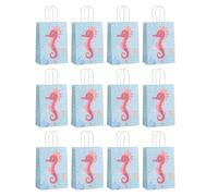 Lot de 12 sacs d'emballage en papier imprimé sirènes sur le thème de la mer, sacs cadeaux de fête avec poignée, fournitures de planification d'événements, sacs à dragées de mariage