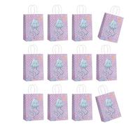 Lot de 12 sacs d'emballage en papier sur le thème de la mer avec poignée pour bonbons, biscuits, fêtes, fournitures de fête d'enfants