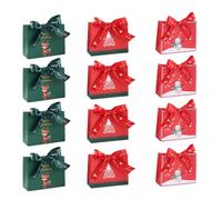 Lot de 12 sacs en papier avec poignée pour emballage de cadeaux de Noël et vente au détail