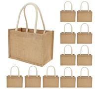 Lot de 12 sacs en toile de jute réutilisables avec poignées pour la cuisine, les aliments, les mariages, les loisirs créatifs