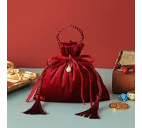 Lot de 12 sacs en velours avec cordons de serrage pour bijoux, petits sacs à bonbons, sacs de rangement pour dragées de fête, rouge vin
