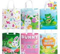 Lot De 12 Sacs Fourre-Tout De Pâques, 43,2 X 38,1 Cm, Toile Ton Crème, Sacs D'épicerie S Et Panier Avec Poignées Pour La Chasse Aux ?ufs De Pâques, Cadeaux De Fête