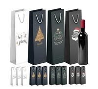 Lot de 12 sacs pour bouteilles et sacs de Noël pour bouteilles de vin - Sacs cadeaux pour bouteilles - Sacs cadeaux pour bouteilles - Sacs cadeaux - Sac de transport de vin et sac à vin
