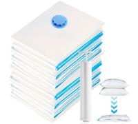 Lot de 12 sacs sous vide pour vêtements - 60 x 40 cm - Avec pompe à main - 80 % d'espace - Pour couettes, vêtements, linge de lit, couvertures, sacs à vêtements