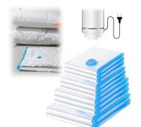 Lot de 12 sacs sous vide pour vêtements, couettes, avec pompe électrique, 3 extra grands, 3 grands, 3 moyens et 3 petits, pour vêtements, couettes, couvertures, oreillers, literie, voyages