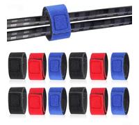 Lot de 12 sangles élastiques en nylon pour canne à pêche avec fente de guidage pour lancer la mouche télescopique et rangement de cannes de mer Noir/rouge/bleu