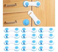 Lot de 12 Sécurités Enfant pour Portes et Placards - Bloque Porte Bébé Adhésif 3M - Sécurité Tiroir Enfant sans Perçage - Protection Armoire et Électroménager - Bloc Placard Bébé Multifonction