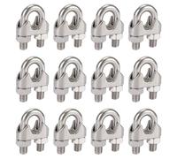 Lot de 12 serre-câbles en acier inoxydable 304 de 5mm, avec clips duplex DIN741 pour corde à linge, auvent et fixation.
