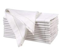 Lot de 12 serviettes de table décoratives en tissu avec ourlet en coton et lin - Blanc - 50,8 x 50,8 cm - Pour mariage/cocktail, coins en onglet, lavables en machine