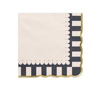 Lot de 12 serviettes de table élégantes à rayures noires à bords dorés pour mariages, anniversaires et événements spéciaux