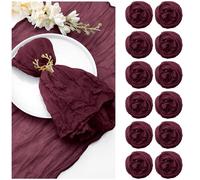 Lot de 12 serviettes de table en étamine, 50,8 x 50,8 cm, infroissables, multi-usages pour dîner, fête de mariage, Thanksgiving, décoration d'intérieur - Bordeaux