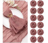 Lot de 12 serviettes de table en gaze multi-usages avec plis pour fête des mères, dîner, fête de mariage, 50,8 x 50,8 cm, rose poudré