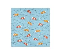 Lot de 12 serviettes de table en papier, 33 x 33 cm, 3 couches, de qualité supérieure et durables, avec motif voiture, motif voiture de course, pour anniversaire d'enfant, garçon, bleu clair