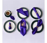 Lot de 12 serviettes de table en satin 50 x 50 cm - Serviettes de table, mouchoirs, salle à manger, banquet, fête de mariage - Décorations d'intérieur (violet foncé)