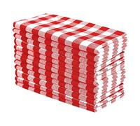 Lot de 12 Serviettes de Table Vichy Rouge-Blanc 100% Coton Teinté en Fil, 18x18 Pouces, Parfaites pour Les Clambakes, Les Fêtes à la Plage, Réutilisables, Douces, Durables, Élégantes, Lavables en.