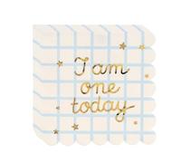Lot de 12 serviettes en papier « I am One today » pour 1er anniversaire, décoration de fête prénatale, beige doré