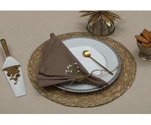 Lot de 12 serviettes en tissu 100 % coton de qualité supérieure pour usage quotidien - Décoration de table festive pour fêtes de Noël et salle à manger - Gris et beige - 46 x 46 cm The Home Talk