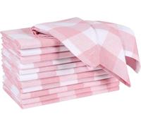 Lot de 12 serviettes en tissu vichy noir à carreaux 45,7 x 45,7 cm (rose layette/blanc)