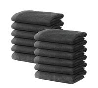 Lot de 12 Serviettes Visage 30x30cm | Débarbouillette de Bain Petite Taille | 100% Coton Premium | Epais 500g/m2 | Linge de Bain Doux & Absorbant | Oeko-TEX | Marque Ôhm | Gris foncé