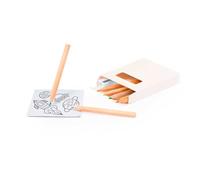 Lot de 12 sets de 6 crayons, bloc de 20 pochoirs à colorier et taille-crayon, présenté dans une boîte en carton naturel écologique avec graines à planter. Cadeaux pour enfants pour anniversaires et