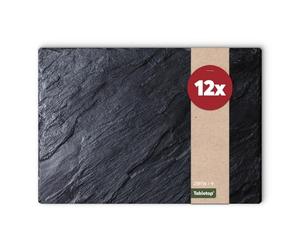 Lot de 12 sets de table lavables - Aspect ardoise - Aspect pierre - 43 cm - Sets de table pour table à manger, salon, table