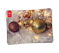 Lot de 12 sets de table - Motif boules de Noël dorées sur neige pailletée - Avec étui de rangement de qualité supérieure - Décoration de table pour Noël