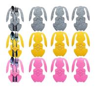 Lot de 12 sets de table non tissés avec fourchettes et couteaux colorés en forme de lapin pour fête de Pâques