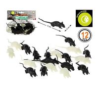 Lot de 12 Souris Fluorescentes Halloween - ATOSA - Décoration d'intérieur - Noir