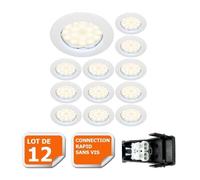 LOT DE 12 SPOT LED ENCASTRABLE COMPLETE RONDE FIXE eq. 50W LUMIERE BLANC NEUTRE