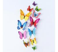 Lot de 12 stickers muraux 3D en forme de papillon avec aimants intégrés et pastilles adhésives pour maison, chambre, réfrigérateur et métal pour surfaces - Autocollants décoratifs en PVC