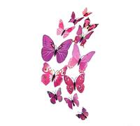 Lot de 12 stickers muraux 3D en forme de papillon pour chambre à coucher et décoration d'intérieur avec film résistant aux intempéries pour l'extérieur et l'intérieur (violet)