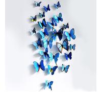 Lot De 12 Stickers Muraux De Papillons 3D Bleu