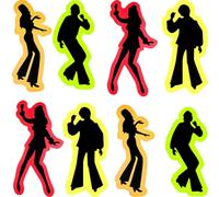 Lot de 12 stickers muraux rétro années 70 Silhouettes dansantes disco années 80