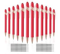 Lot de 12 stylets à bille 2 en 1 avec pointe de stylet, 1,0 mm, encre noire, stylets en métal pour écrans tactiles (tout rouge)