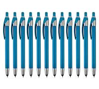 Lot de 12 stylets bleu sarcelle avec stylo à bille pour iPad Mini, iPad 2/3, nouvel iPad, iPhone 5 4S 4 3GS, iPod Touch, Motorola Xoom, Xyboard, Droid, Samsung Galaxy Asus (Bleu sarcelle)