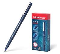 LOT de 12 Stylo à bille Erichkrause F-15 Fine Line - Clip en métal - Convient à tout type de papier - Corps rond opaque - Couleur bleue G