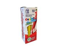 LOT de 12 Stylo marqueur Carioca Jumbo - Corps Maxi Octogonal - Encre Super Lavable - Pointe Verrouillée Maxi 6mm - Capuchon Ventilé - Couleur Jaune