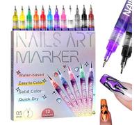 Lot de 12 stylo nail art ongle, 2026 Nouveau modèle stylo 3d nail art, 0,5 mm DIY Art Manucure Décoration Dotting Pen ,pour graffiti, pointillé, dessin, peinture, pointe, liner, DIY (A)