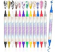Lot de 12 Stylo Vernis à Ongles, 2026 Nouveaux Nail Art Marker pour Ongle Graffiti, Dotting, Dessin, Peinture, Pointe, Liner, DIY - Séchage Rapide