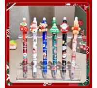 Lot de 12 stylos à bille à encre gel effaçable bleu de Noël, pointe fine de 0,5 mm, stylos à bille mignons kawaii amusants pour fêtes de fin d'année, Noël, stylos de Noël pour fête d'enfants cadeaux