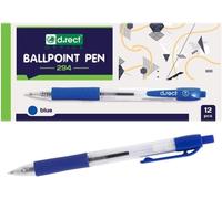 Lot De 12 Stylos À Bille Avec Poignée Ergonomique En Caoutchouc Pour Bureau Et Maison - Épaisseur De Trait : 0,7 Mm - Bleu